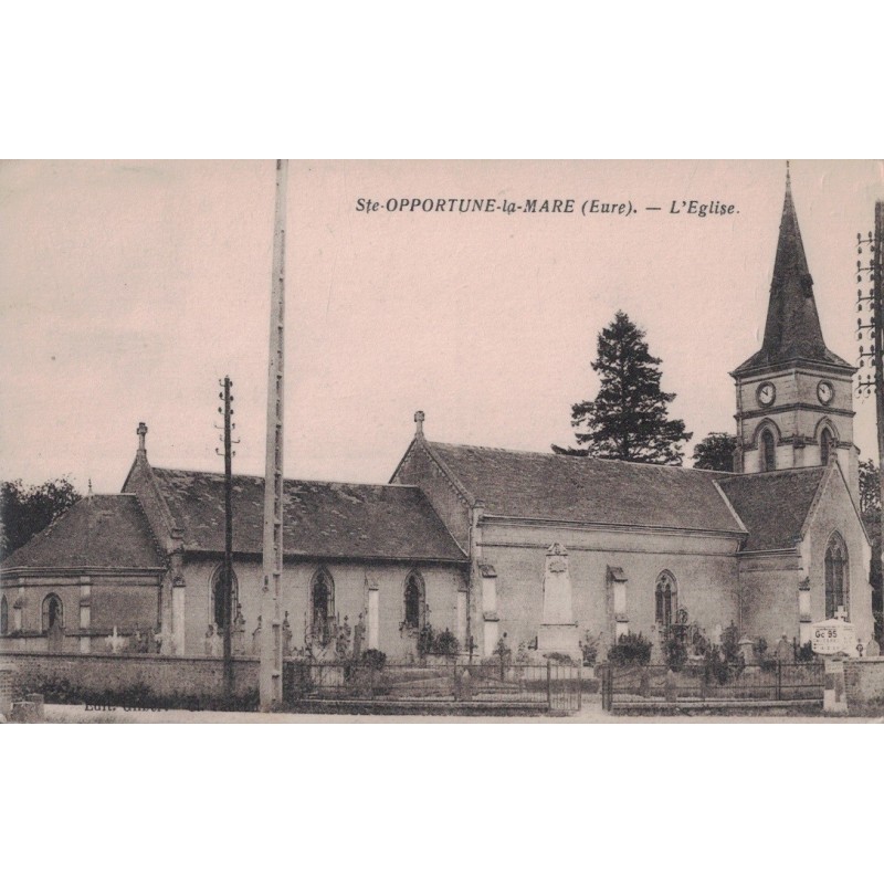 SAINTE OPPORTUNE LA MARE - L'EGLISE - CARTE DATEE DE 1938.