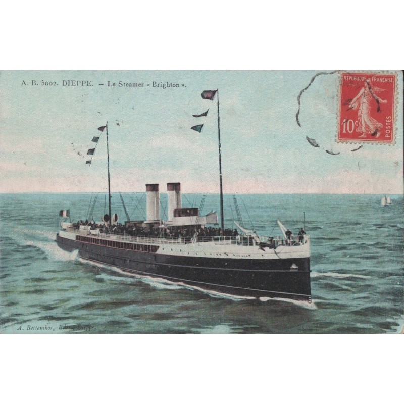 DIEPPE - LE STEAMER "BRIGHTON" - CARTE DATEE DE 1914.