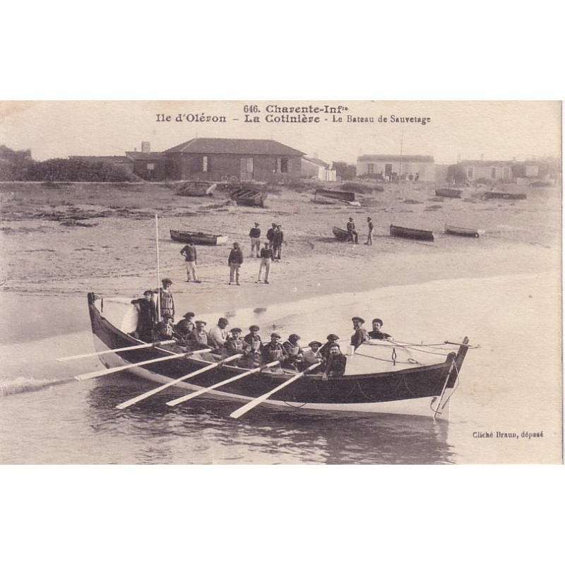 OLERON - LA COTINIERE - LE BATEAU DE SAUVETAGE - METIER - CARTE DATEE DE 1917.