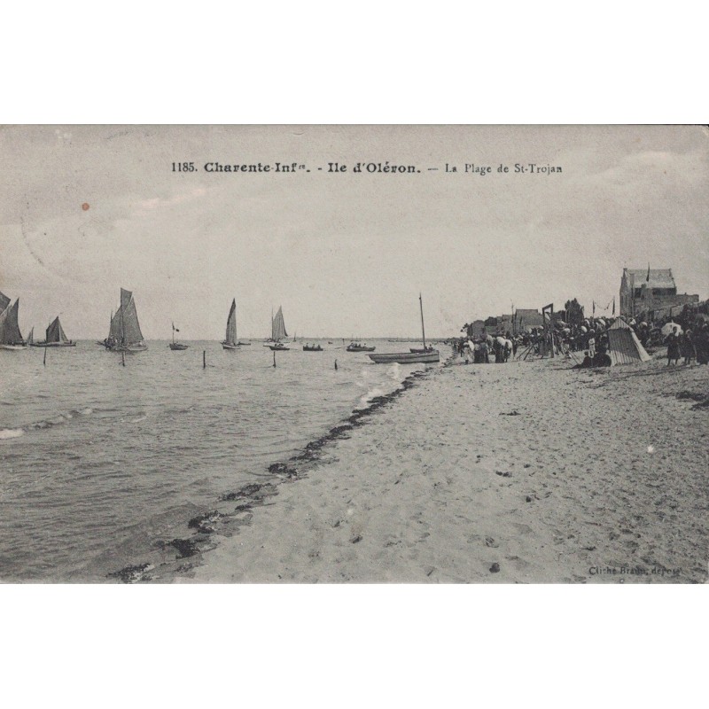 OLERON - ST TROJAN - LA PLAGE DE SAINT TROJAN - CARTE DATEE DE 1909.