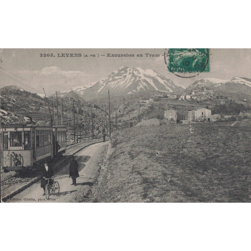 LEVENS -BELLEVUE - EXCURSION EN TRAM - CARTE POSTALE DATEE DE 1910.