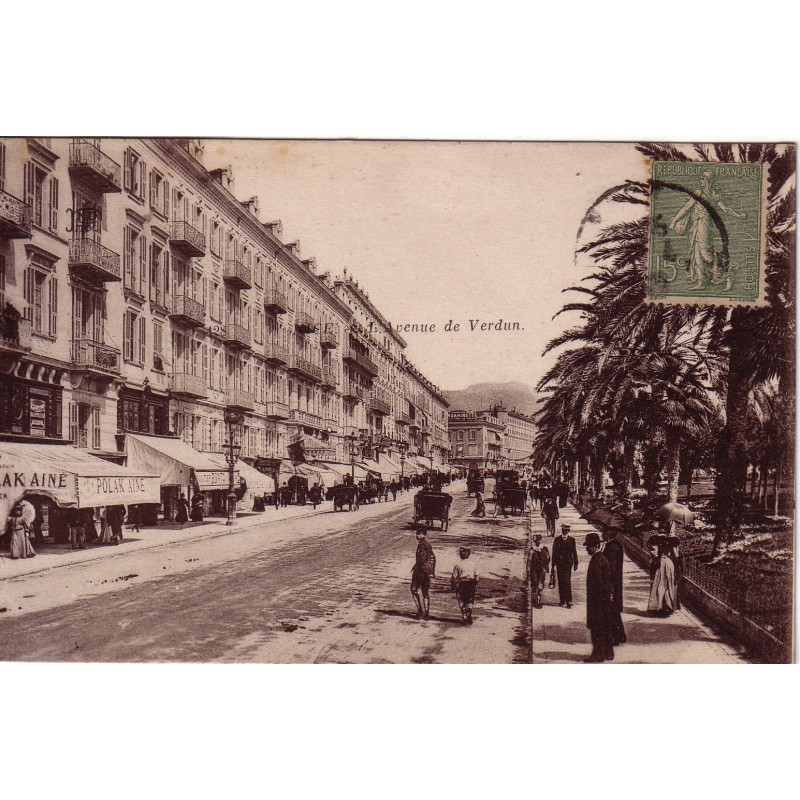 NICE - L'AVENUE DE VERDUN - CARTE POSTALE AVEC TEXTE.