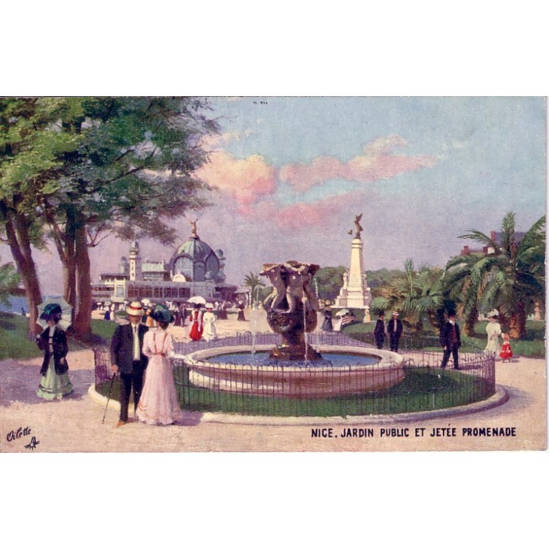 NICE - JARDIN PUBLIC ET JETEE PROMENADE - CARTE POSTALE DATEE DE 1911.