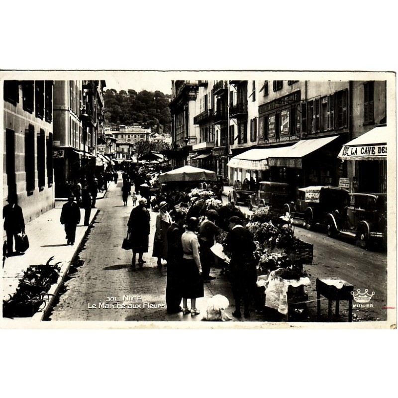 NICE - LE MARCHE AUX FLEURS - CARTE POSTALE AVEC TEXTE.