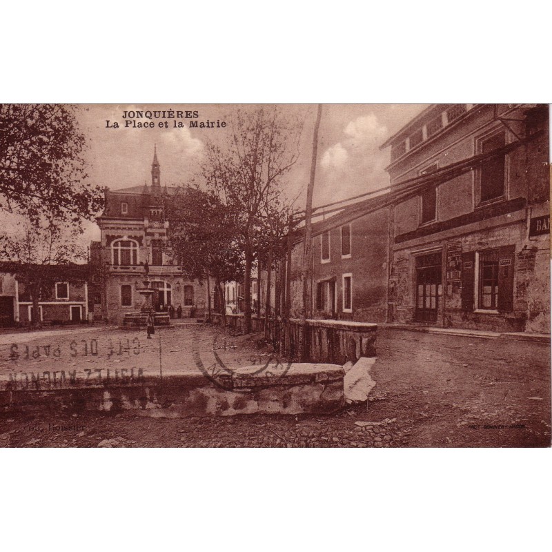 JONCQUIERES ST VINCENT - LA PLACE ET LA MAIRIE - CARTE DATEE DE 1932.