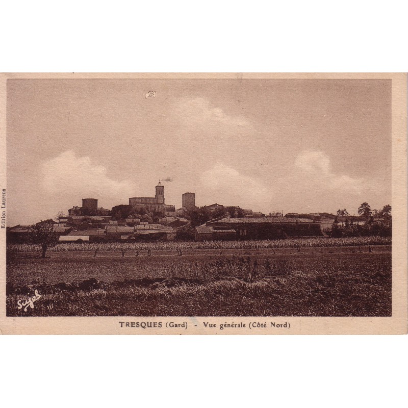 TRESQUES - VUE GENERALE - COTE NORD - CARTE DATEE DE 1935 AVEC TEXTE.