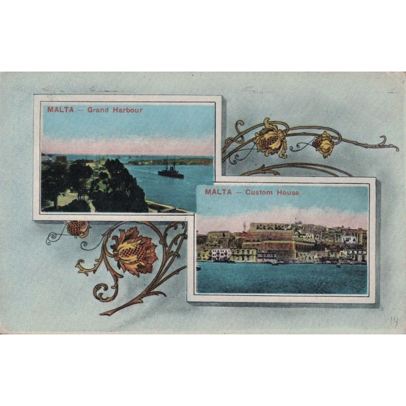 MALTE - GRAND HARBOUR ET CUSTOM HOUSE  - CARTE DATEE DE 1914.