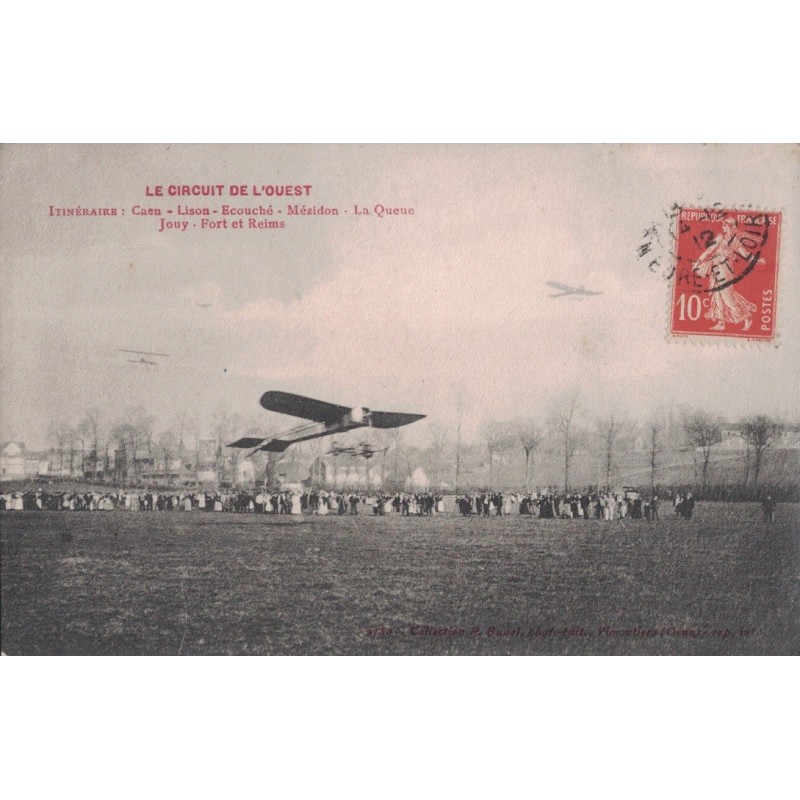 copy of CAEN - GRAND MEETING D'AVIATION - DU 25 JUILLET AU 2 AOUT 1910 - MONOPLAN MORANE - CACHET SPECIAL ROUGE - AVEC TEXTE.