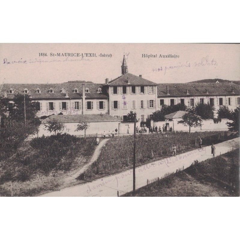 SAINT MAURICE L'EXIL  - HOPITAL AUXILIAIRE - MILITAIRE - CARTE AVEC LONG TEXTE.