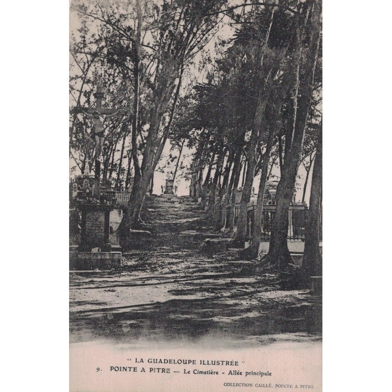 POINTE A PITRE - LE CIMETIERE - ALLEE PRINCIPALE - CARTE DATEE DE 1909..