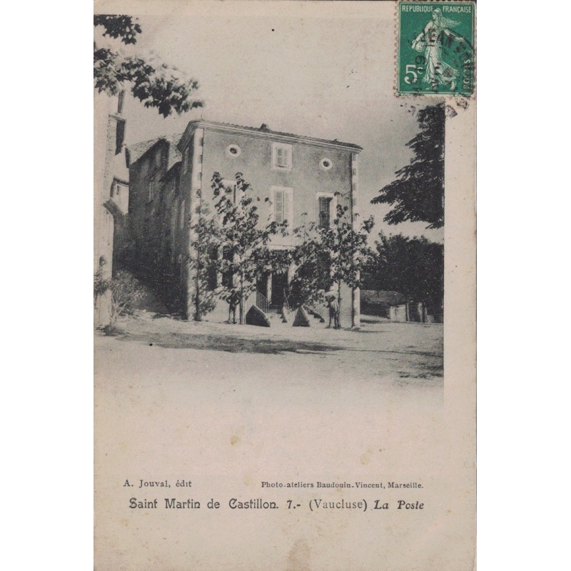 SAINT MARTIN DE CASTILLON  - LA POSTE ET LA MAIRIE - CARTE DATEE DE 1914.