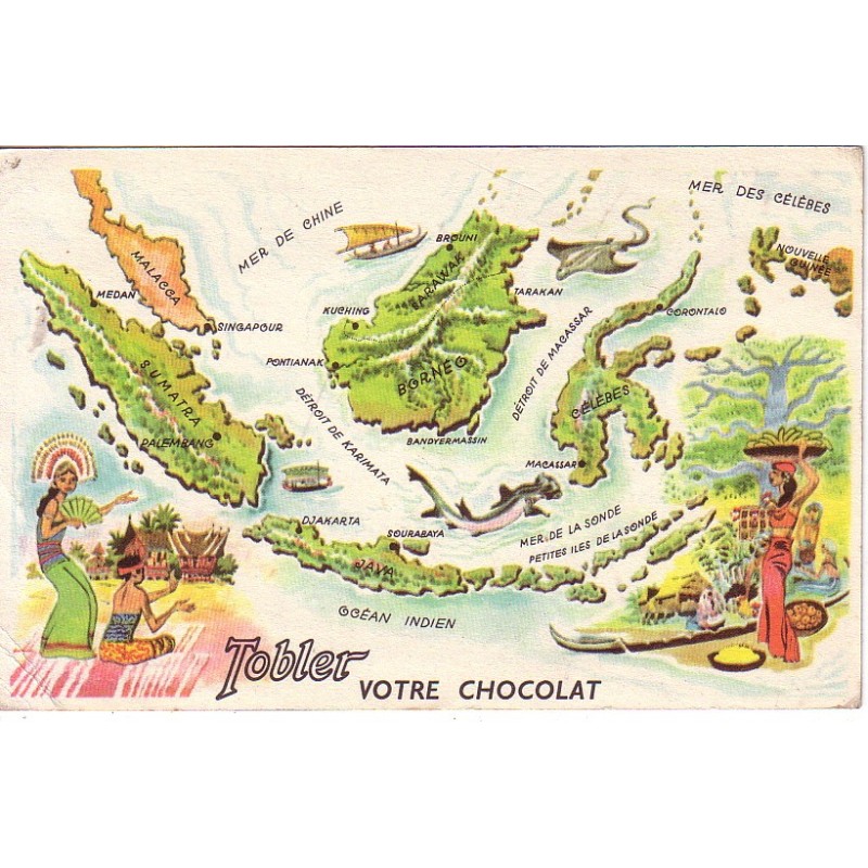 CHOCOLAT TOBLER - VOTRE CHOCOLAT - LE TOUR DU BONDE DE TOBY N°9 - MALAISIE - CARTE GEOGRAPHIQUE.
