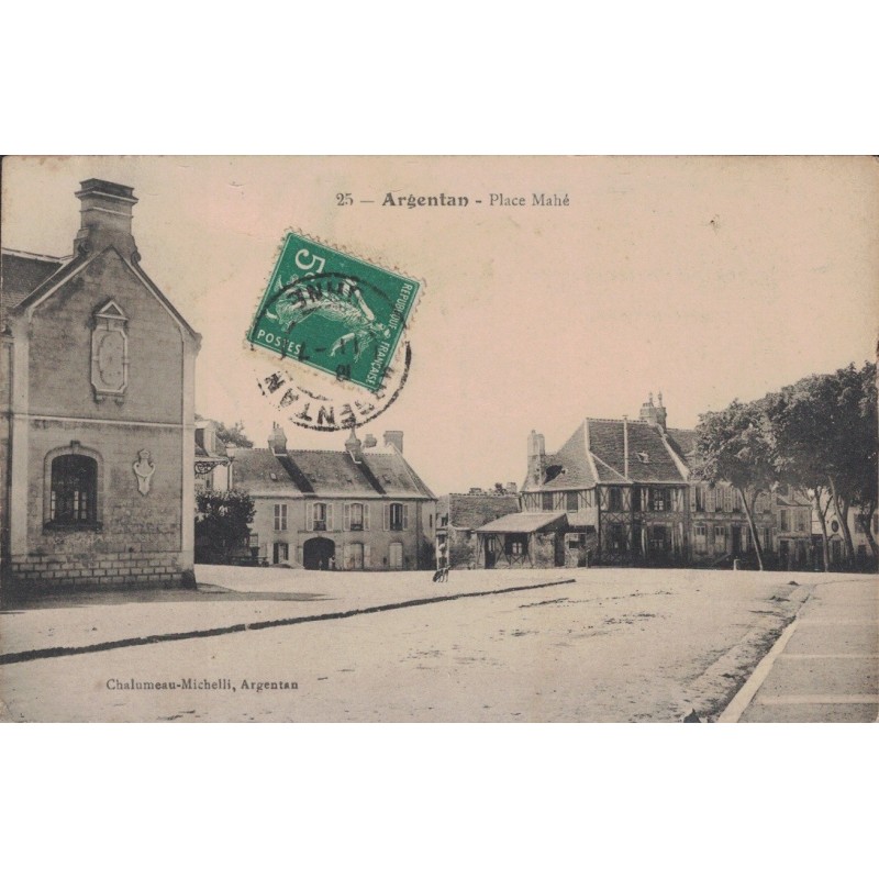 ARGENTAN - PLACE MAHE - CARTE DATEE DE 1910.