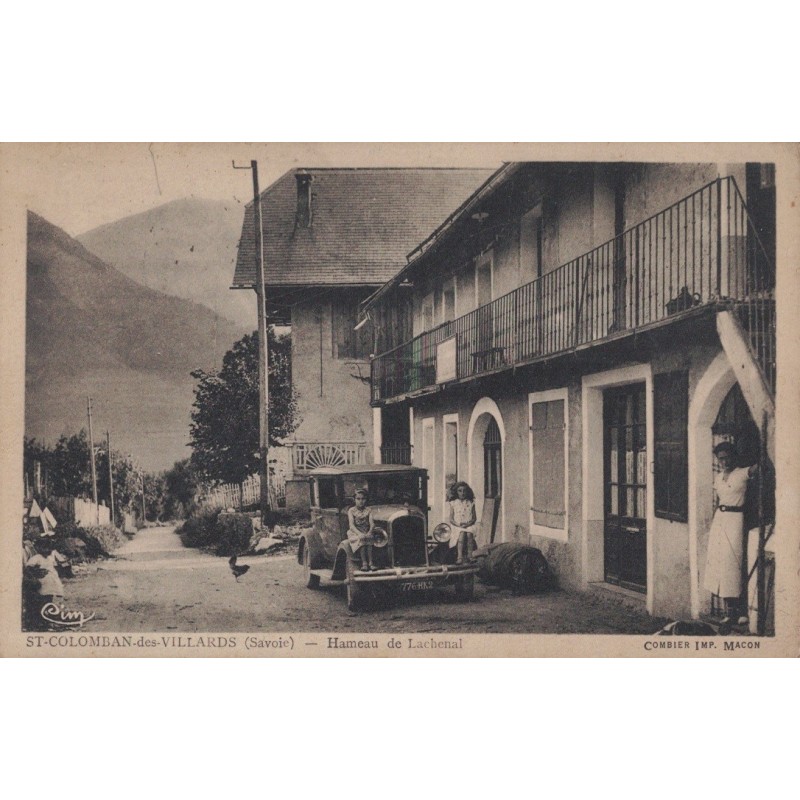 ST COLOMBAN DES VILLARDS - HAMEAU DE LACHETAL - VOITURE - ANIMATION - CARTE DATEE DE 1942.