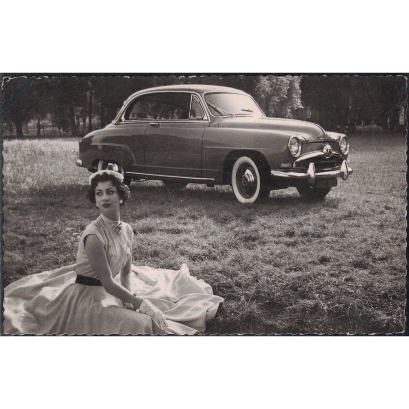 SIMCA - ARONDE SURBAISSEE 1956 - GRAND LARGE - CARTE AVEC TEXTE.