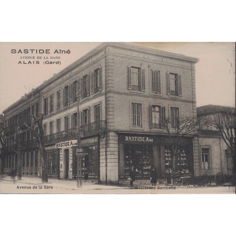 ALAIS - BASTIDE AINE - AVENUE DE LA GARE ET BOULEVARD GAMBETTA - CARTE NON CIRCULEE.