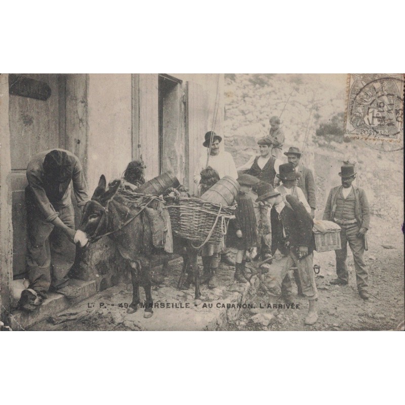 MARSEILLE - AU CABANON - L'ARRIVEE - CARTE DATEE DE 1903.