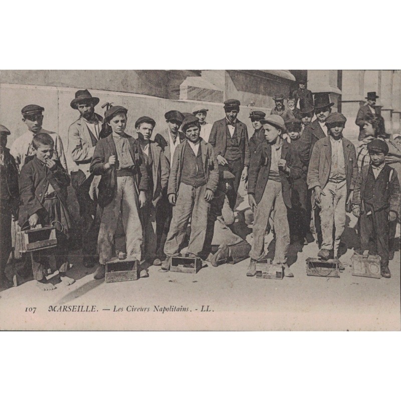 MARSEILLE - LES CIREURS NAPOLITAINS - ENFANTS - METIER - CARTE DATEE DE 1906.