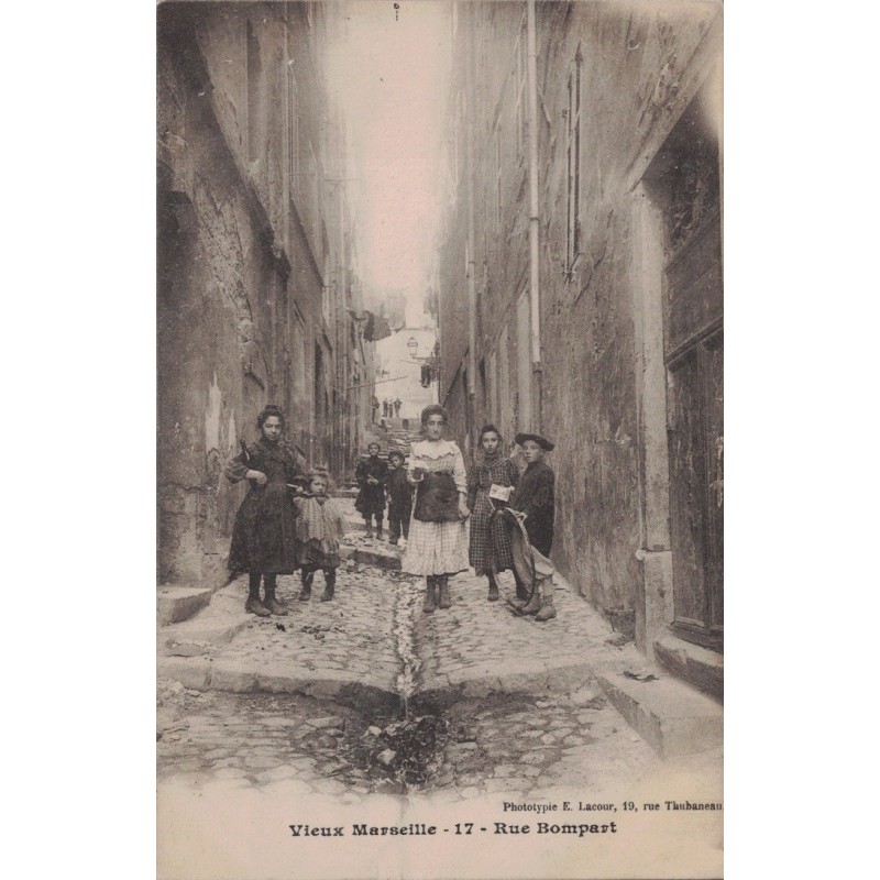 MARSEILLE - RUE BOMPART - ANIMATION - ENFANTS - CARTE DATEE DE 1903.