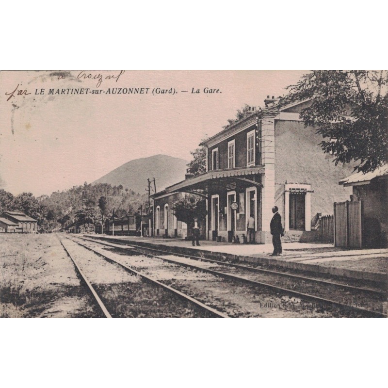 LE MARTINET SUR AUZONNET - LA GARE - CARTE DATEE DE 1932.