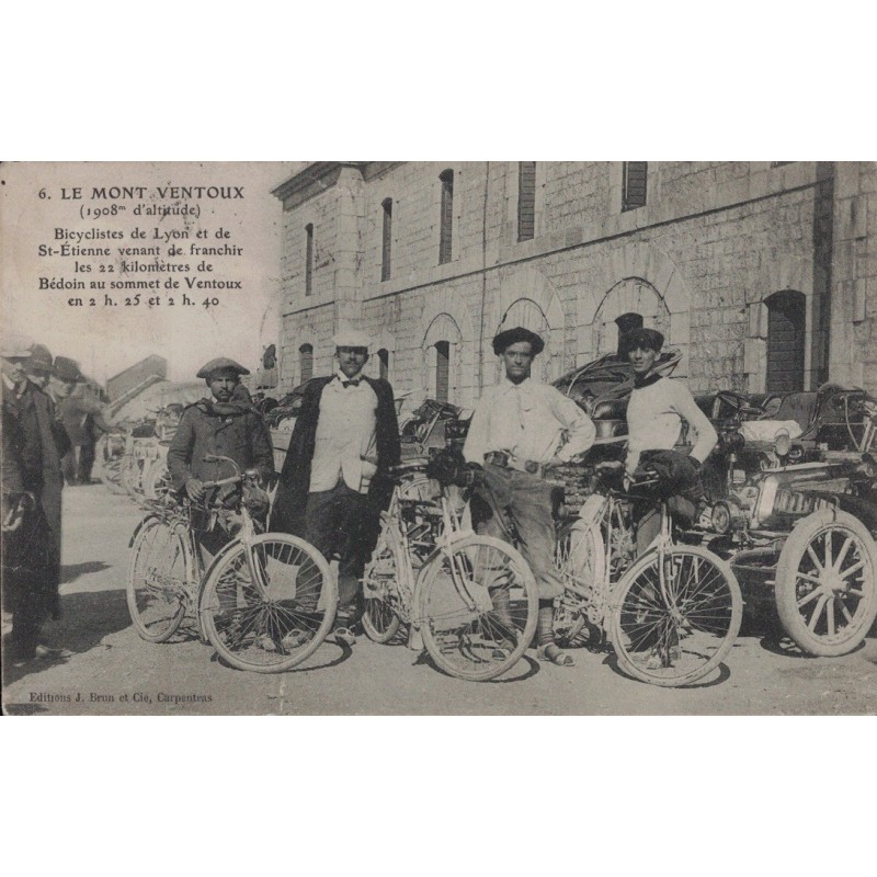 LE MONT VENTOUX - BICYCLISTES DE LYON ET DE ST ETIENNE VENANT DE FRANCHIR LES 22KM DE BEDOIN AU SOMMET 1908m D'ALTITUDE - CARTE