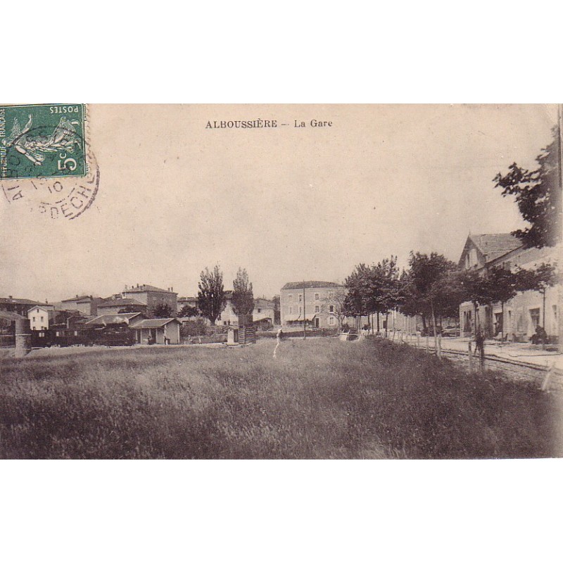 ALBOUSSIERE - LA GARE - CARTE DATEE DE 1910.