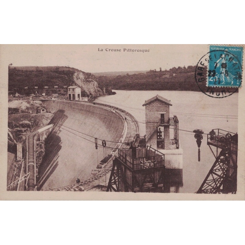 EGUZON - ENSEMBLE DU BARRAGE - BARRAGE HYDRO-ELECTRIQUE - CARTE DATEE DE 1927.