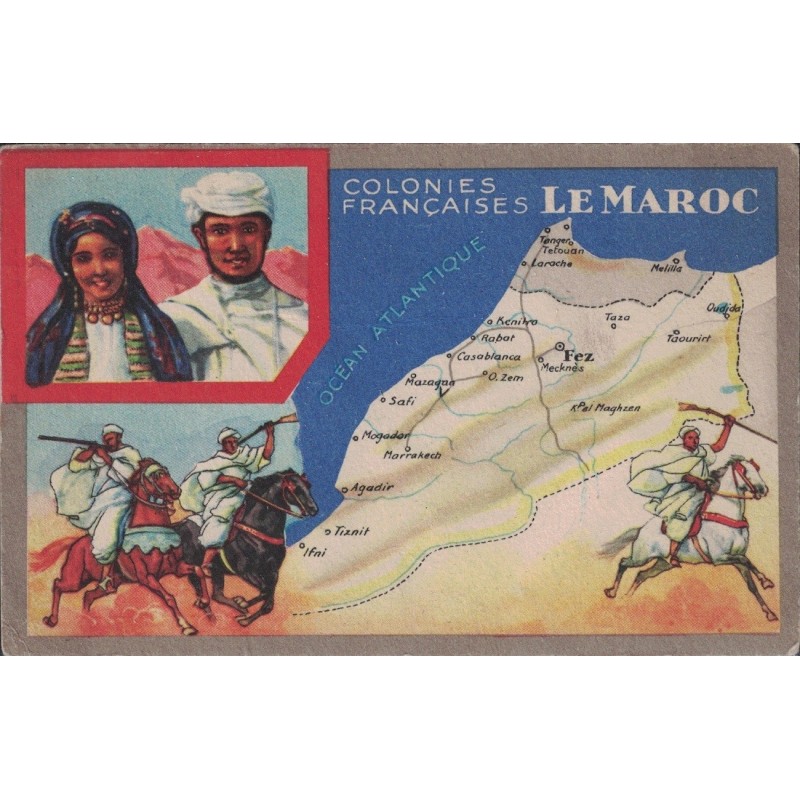 MAROC - COLONIES FRANCAISES - CARTE GEOGRAPHIQUE - LION NOIR.