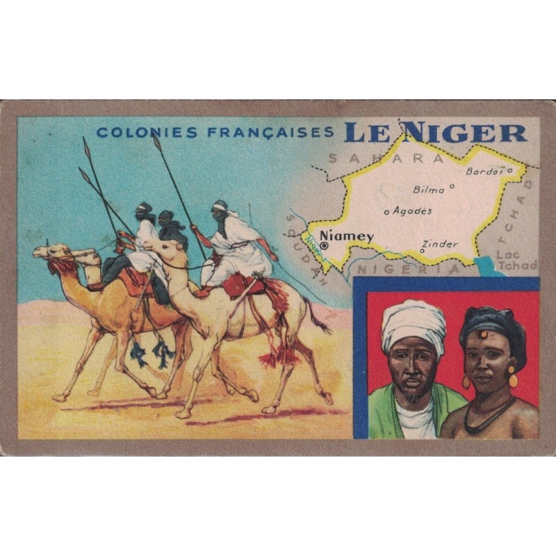 NIGER - COLONIES FRANCAISES - CARTE GEOGRAPHIQUE - LION NOIR.