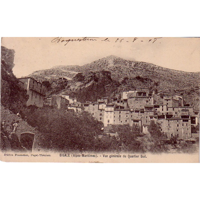 SIGALE - VUE GENERALE DU QUARTIER SUD - CARTE DATEE DE 1918.