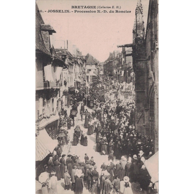 JOSSELIN - PROCESSION NOTRE DAME DU RONCIER - CARTE AVEC TEXTE.