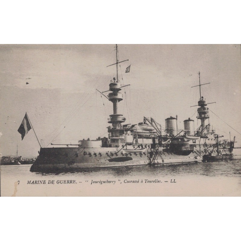 CUIRASSE A TOURELLES - JAUREGUIBERRY - MARINE DE GUERRE - CARTE DATEE DE 1918.